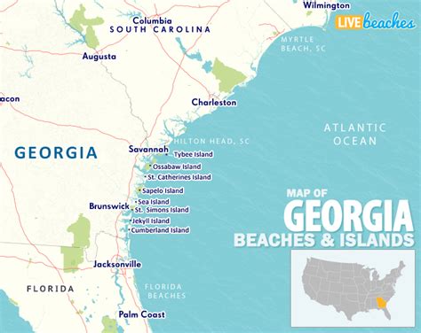 Map of Beaches in Georgia